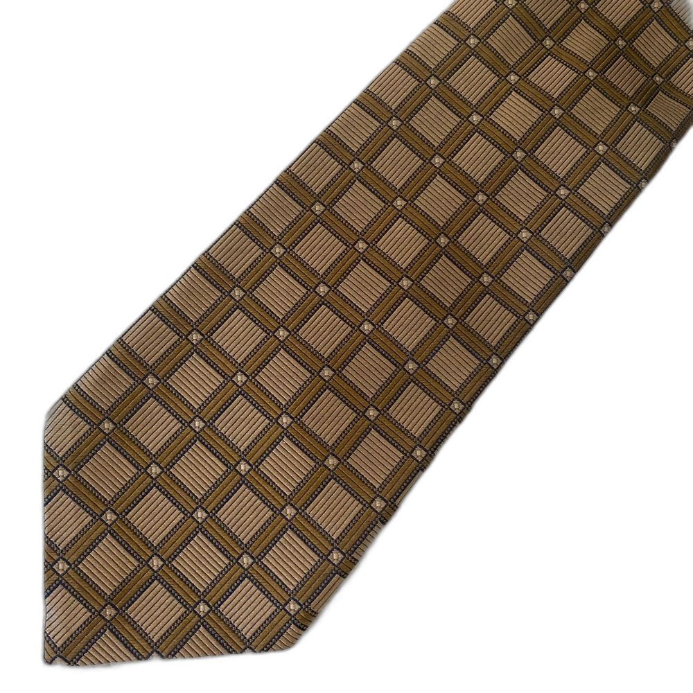 Ermenegildo Zegna Brown Square Grid Printed Silk Men’s Tie